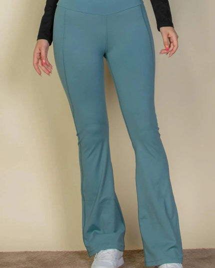 Wide waistband flare leg pants - ShopEasier