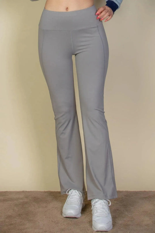 Wide waistband flare leg pants - ShopEasier