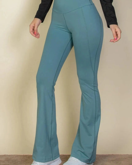 Wide waistband flare leg pants - ShopEasier