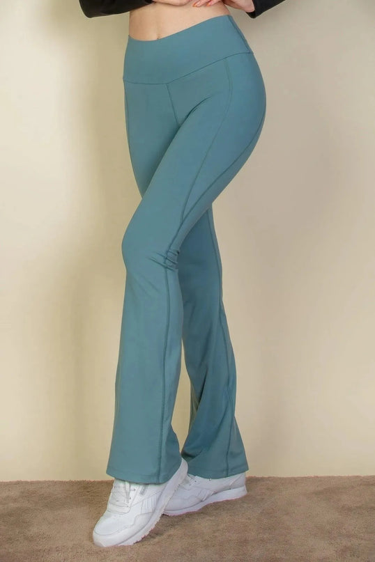 Wide waistband flare leg pants - ShopEasier