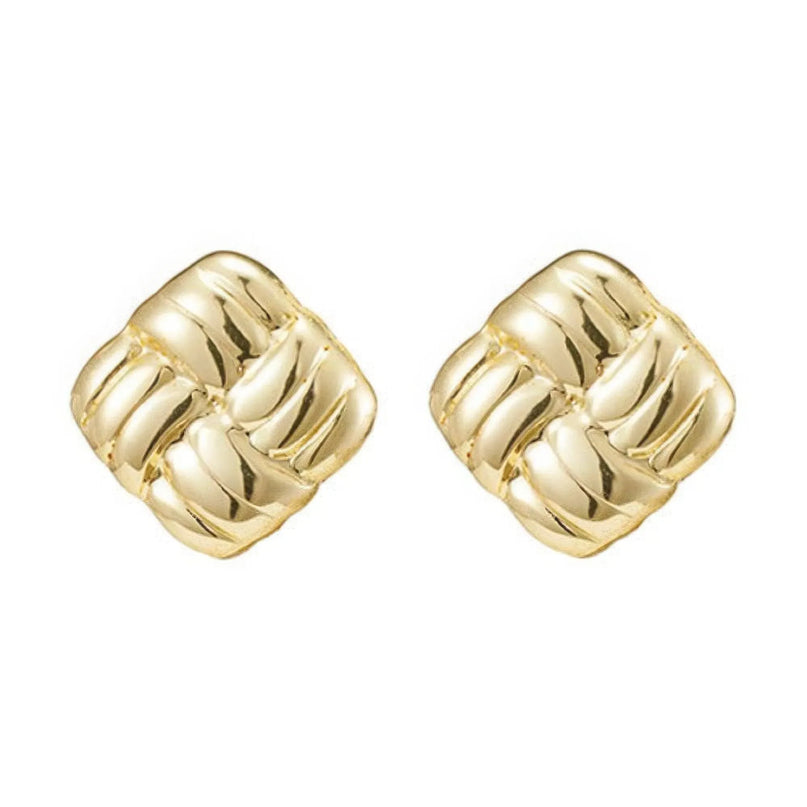 Gold plated stainless steel button earring - ShopEasier