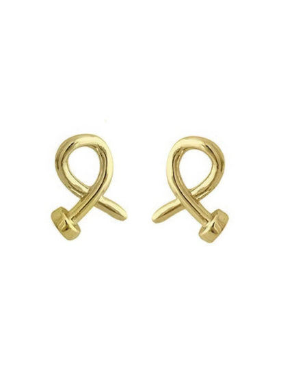 Gold plated crossed nail head stud earring - ShopEasier