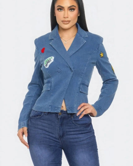 Patch It Up Denim Blazer Jacket - ShopEasier