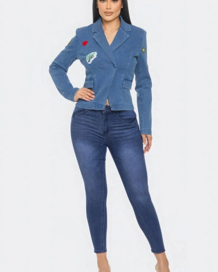 Patch It Up Denim Blazer Jacket - ShopEasier