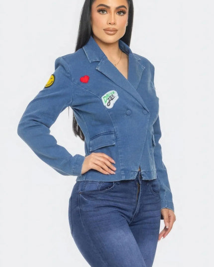 Patch It Up Denim Blazer Jacket - ShopEasier