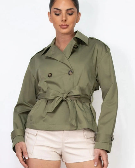 Double-breasted Waist-tie Trench Coat - ShopEasier