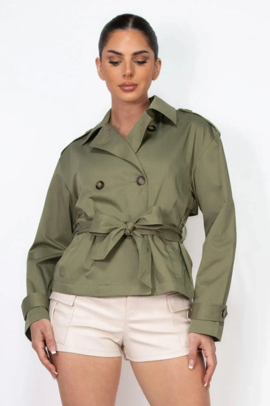 Double-breasted Waist-tie Trench Coat - ShopEasier