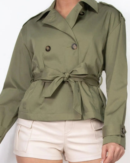 Double-breasted Waist-tie Trench Coat - ShopEasier