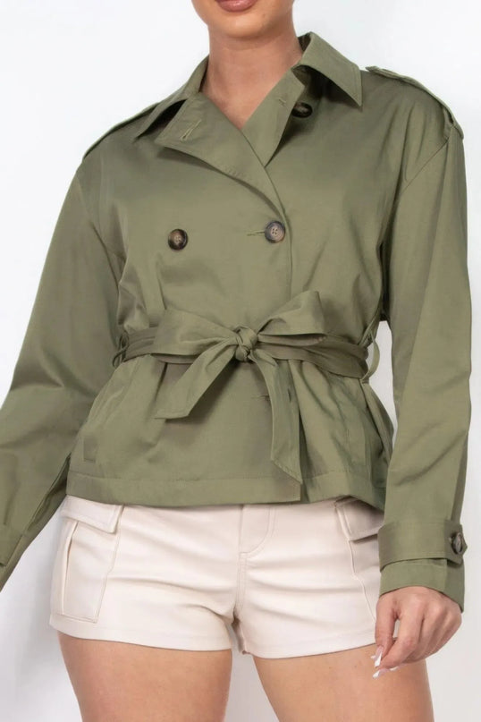 Double-breasted Waist-tie Trench Coat - ShopEasier