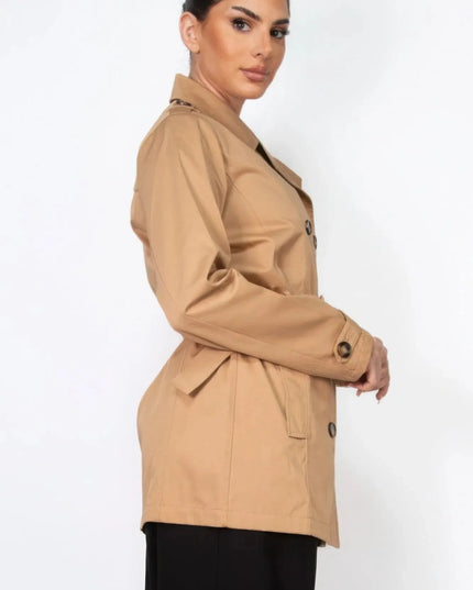 Double-breasted Notch Belted Coat - ShopEasier