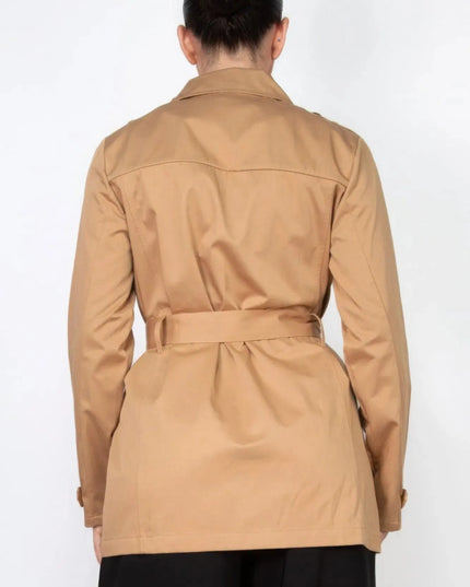 Double-breasted Notch Belted Coat - ShopEasier