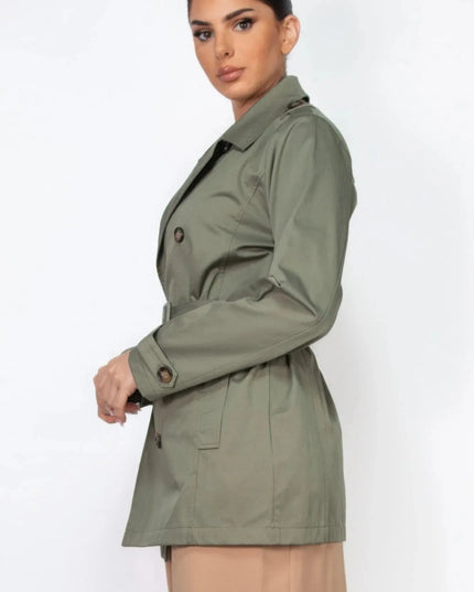 Double-breasted Notch Belted Coat - ShopEasier