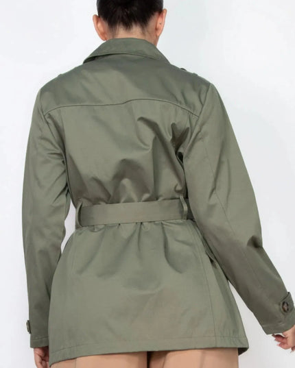 Double-breasted Notch Belted Coat - ShopEasier