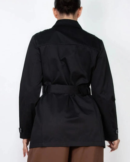 Double-breasted Notch Belted Coat - ShopEasier