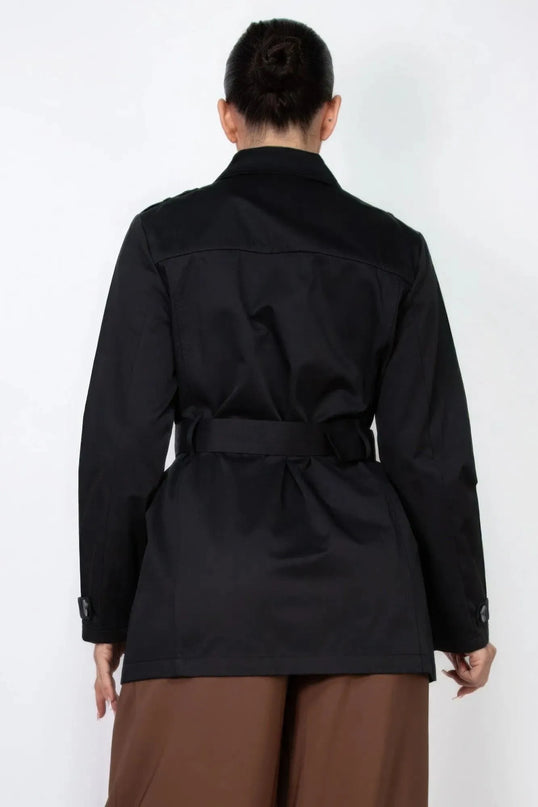 Double-breasted Notch Belted Coat - ShopEasier