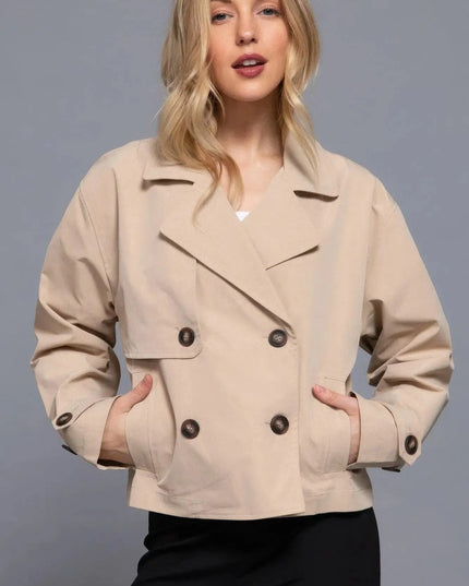 Double Breasted Short Trench Jacket