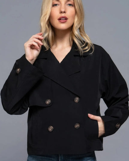 Double Breasted Short Trench Jacket - ShopEasier