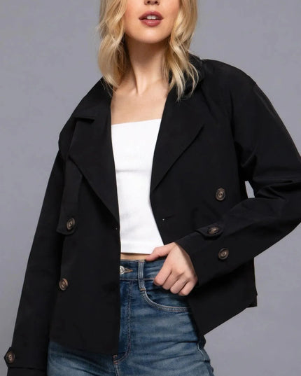 Double Breasted Short Trench Jacket - ShopEasier