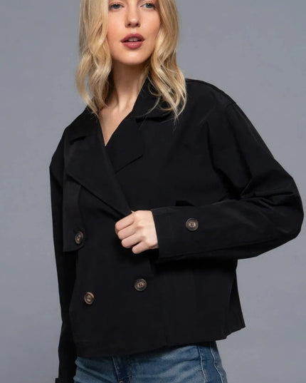 Double Breasted Short Trench Jacket - ShopEasier