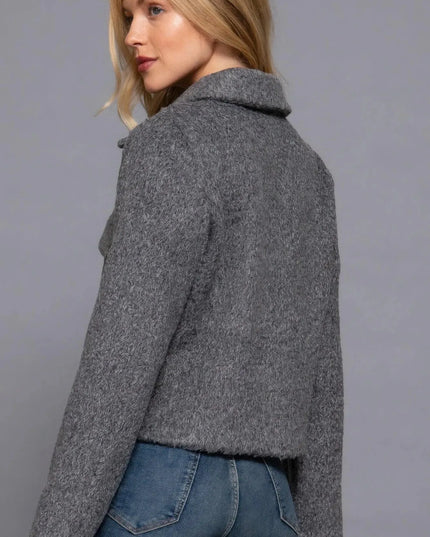 Long Slv Teddy Fleece Short Jacket - ShopEasier