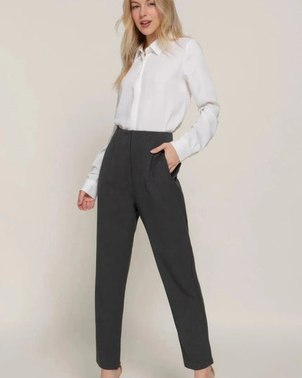 High Waist Pintuck Detail Long Pants - ShopEasier