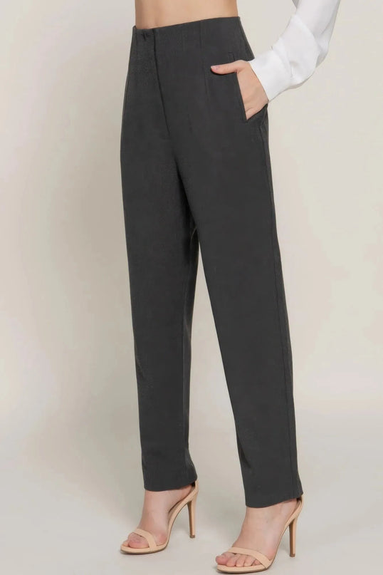 High Waist Pintuck Detail Long Pants - ShopEasier