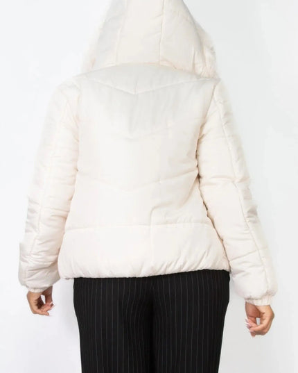 Insulated Zip-up Faux Fur Hooded Jacket - ShopEasier