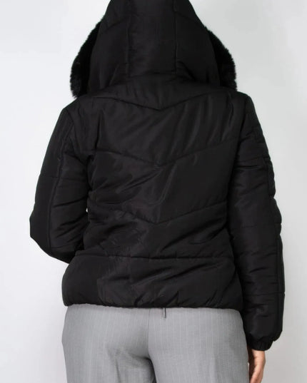 Insulated Zip-up Faux Fur Hooded Jacket - ShopEasier