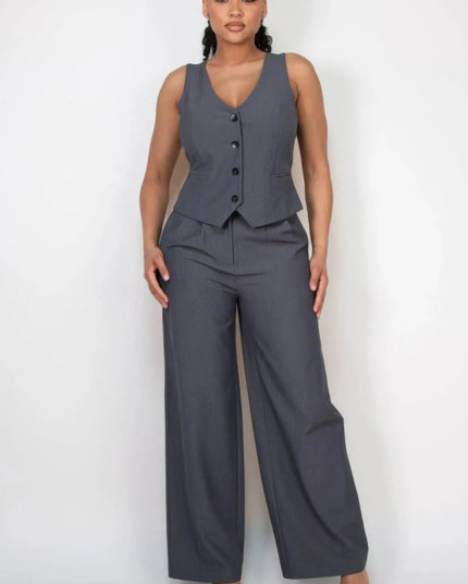 Pleated Double Waistband Pants - ShopEasier