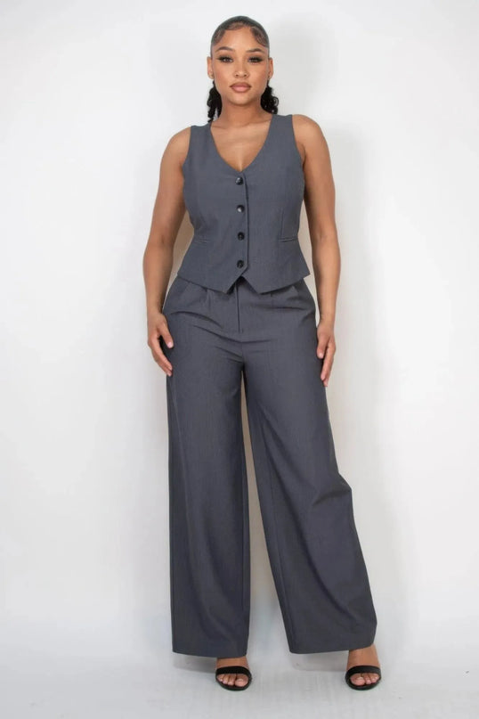 Pleated Double Waistband Pants - ShopEasier