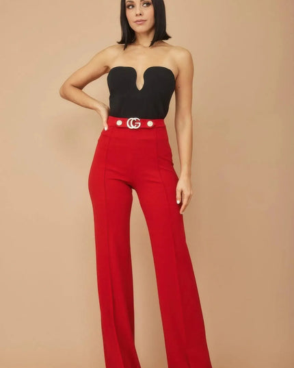 Cg Buckle And Button Detail Pants - ShopEasier