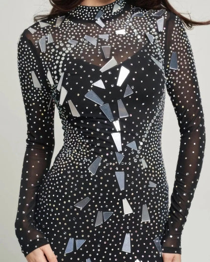 Mirrors & Rhinestones Mini Dress - ShopEasier