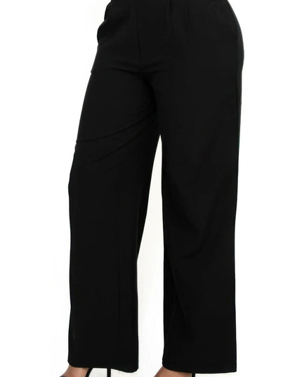 High-rise wide elastic contrast waist pants - ShopEasier