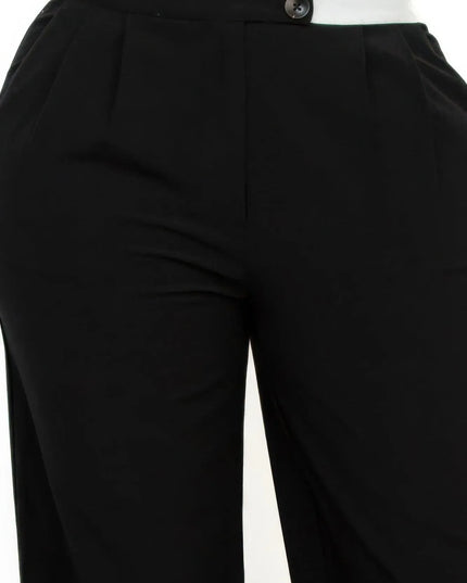 High-rise wide elastic contrast waist pants - ShopEasier