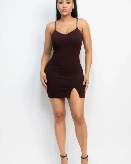 Glittered bodycon slit dress - ShopEasier