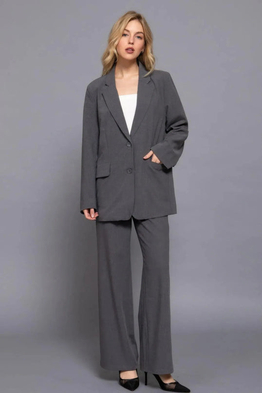 Long slv front button closure blazer - ShopEasier