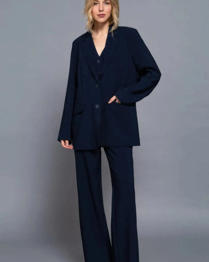 Long slv front button closure blazer - ShopEasier