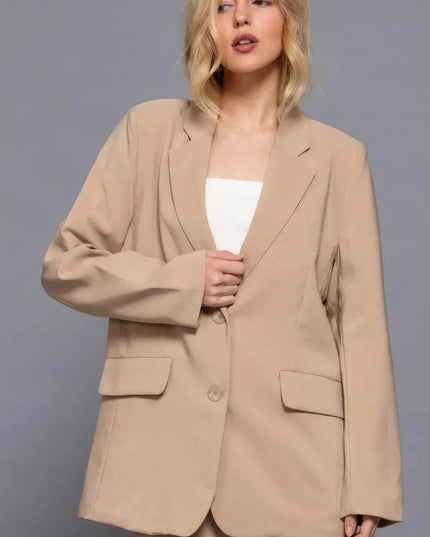 Long slv front button closure blazer - ShopEasier