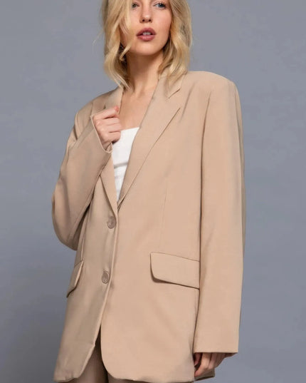 Long slv front button closure blazer - ShopEasier