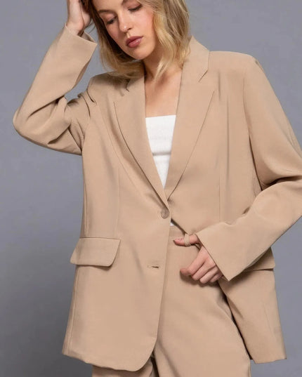 Long slv front button closure blazer - ShopEasier