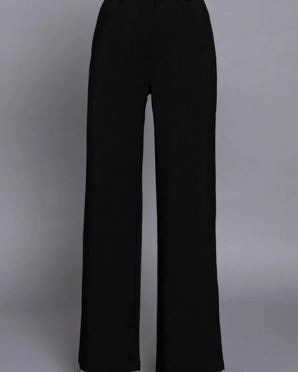 Back elastic straight woven long pants - ShopEasier