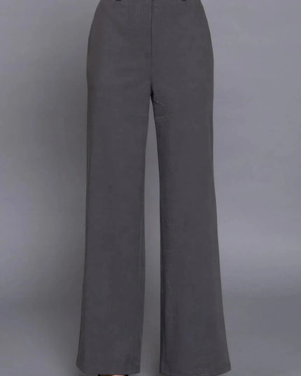 Back elastic straight woven long pants - ShopEasier