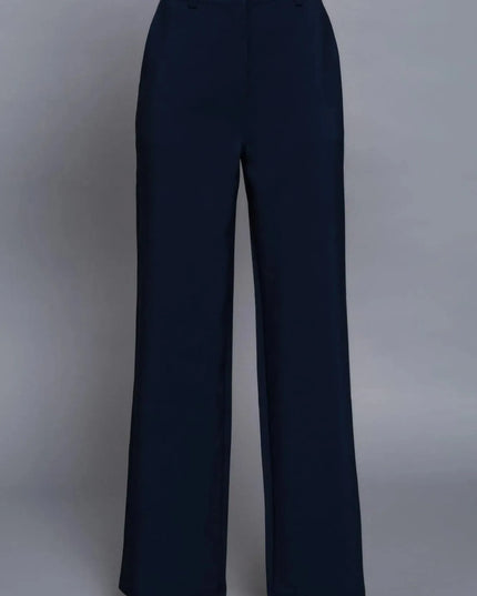 Back elastic straight woven long pants - ShopEasier