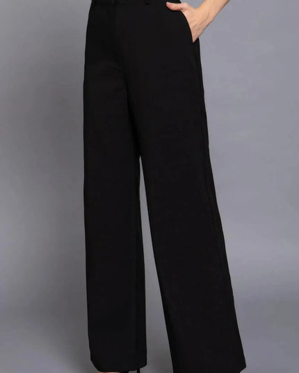 Back elastic straight woven long pants - ShopEasier