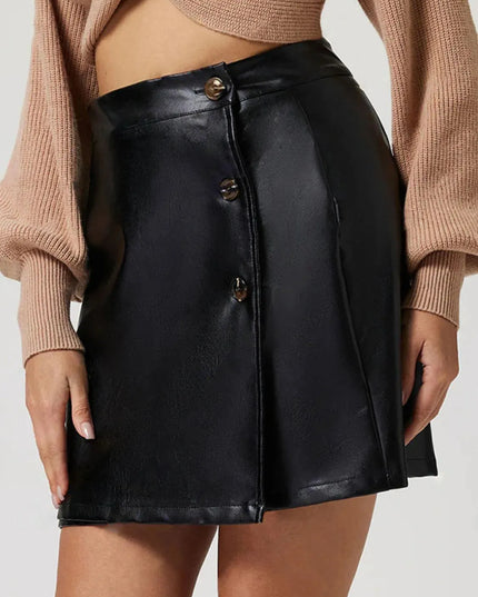 Buttoned High Rise Mini Skirt