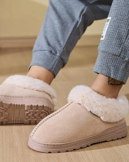 Cozy Faux Fur Platform Slippers with Round Toe