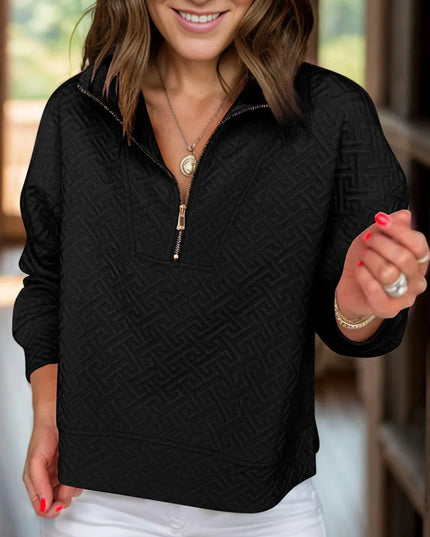 Textured Half Zip Pullover Sweatshirt