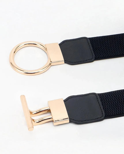 Round Zinc Alloy Buckle PU Leather Belt