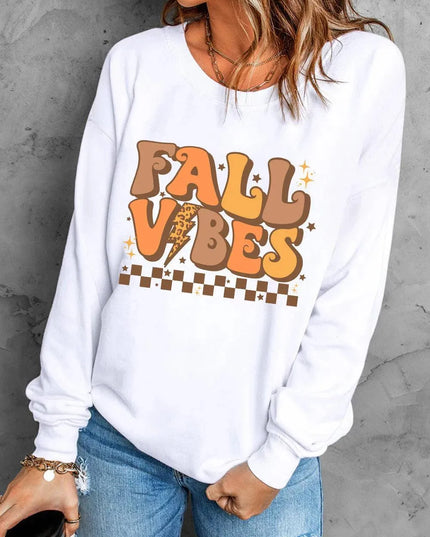 Graphic Lettered Long Sleeve Crew Neck Sweatshirt