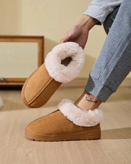 Cozy Faux Fur Platform Slippers with Round Toe